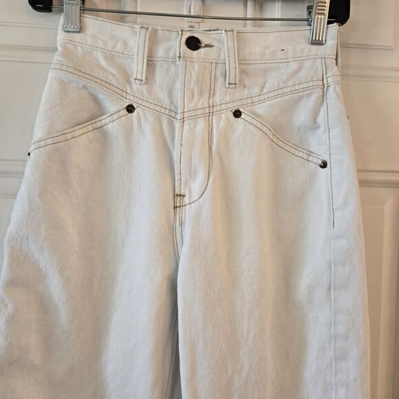 Abercrombie & Fitch Cotton High Rise Wide Leg White Wash Denim Jeans Size 24/00R - Picture 2 of 6